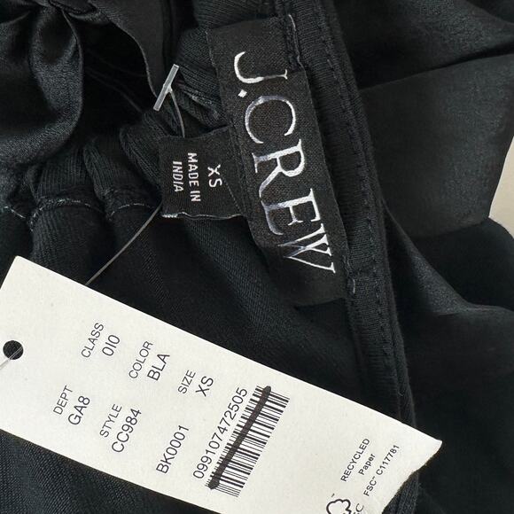 J.Crew Open Back Puff Sleeve Top Stretch Cotton Satin Bow Preppy XS NWT - Picture 8 of 13